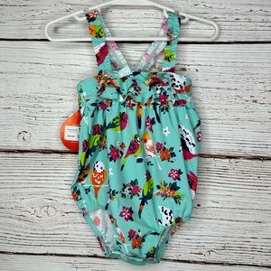 NWT Baby Girls Swimsuit Tropical Birds